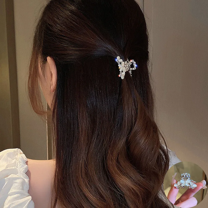 New Luxury Girls Hairpins Accessories Metal Alloy Butterfly Opals Crystal Small Crab hair Claw clips WOMAN HAIR CLIP ACCESSORI