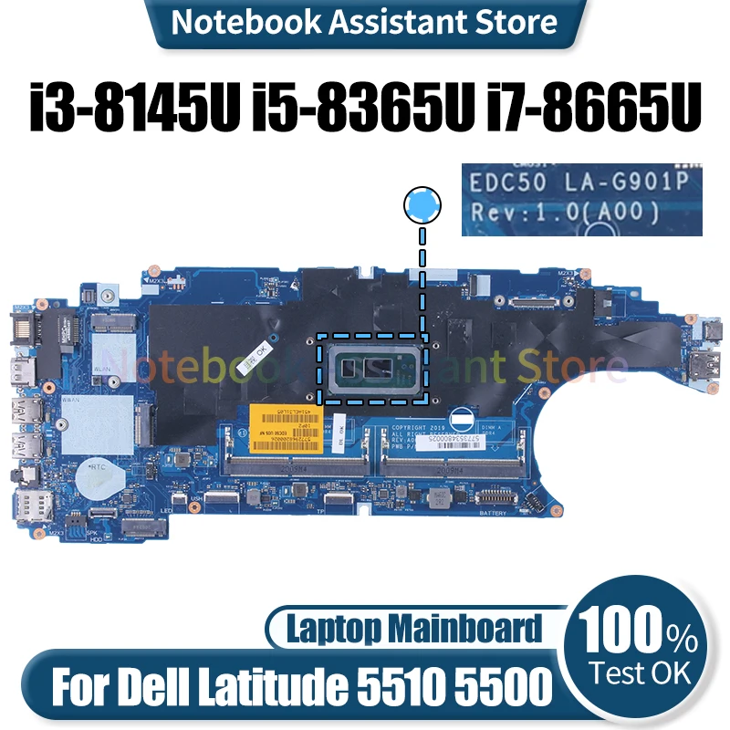 

For DELL Latitude 5510 5500 Laptop Mainboard LA-G901P 0J16NW 0F9GJ4 0F25W9 i3-8145U i5-8365U i7-8665U Notebook Motherboard