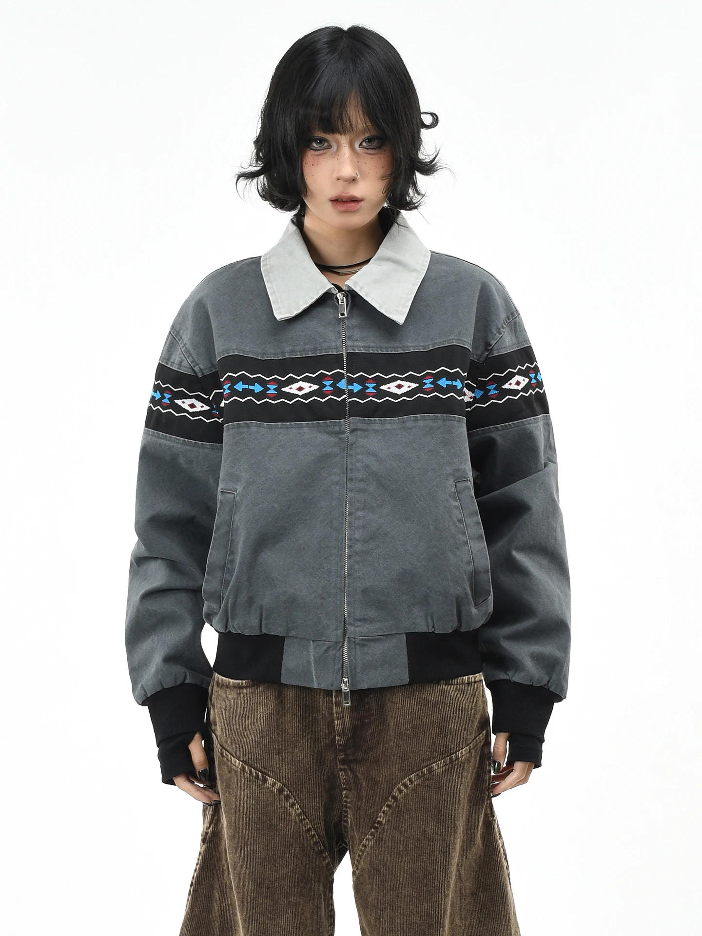 

Оригинальная американская ретро-куртка в этническом стиле с пэчворком и эффектом потертости, свободного кроя, унисекс, для мужчин и женщин