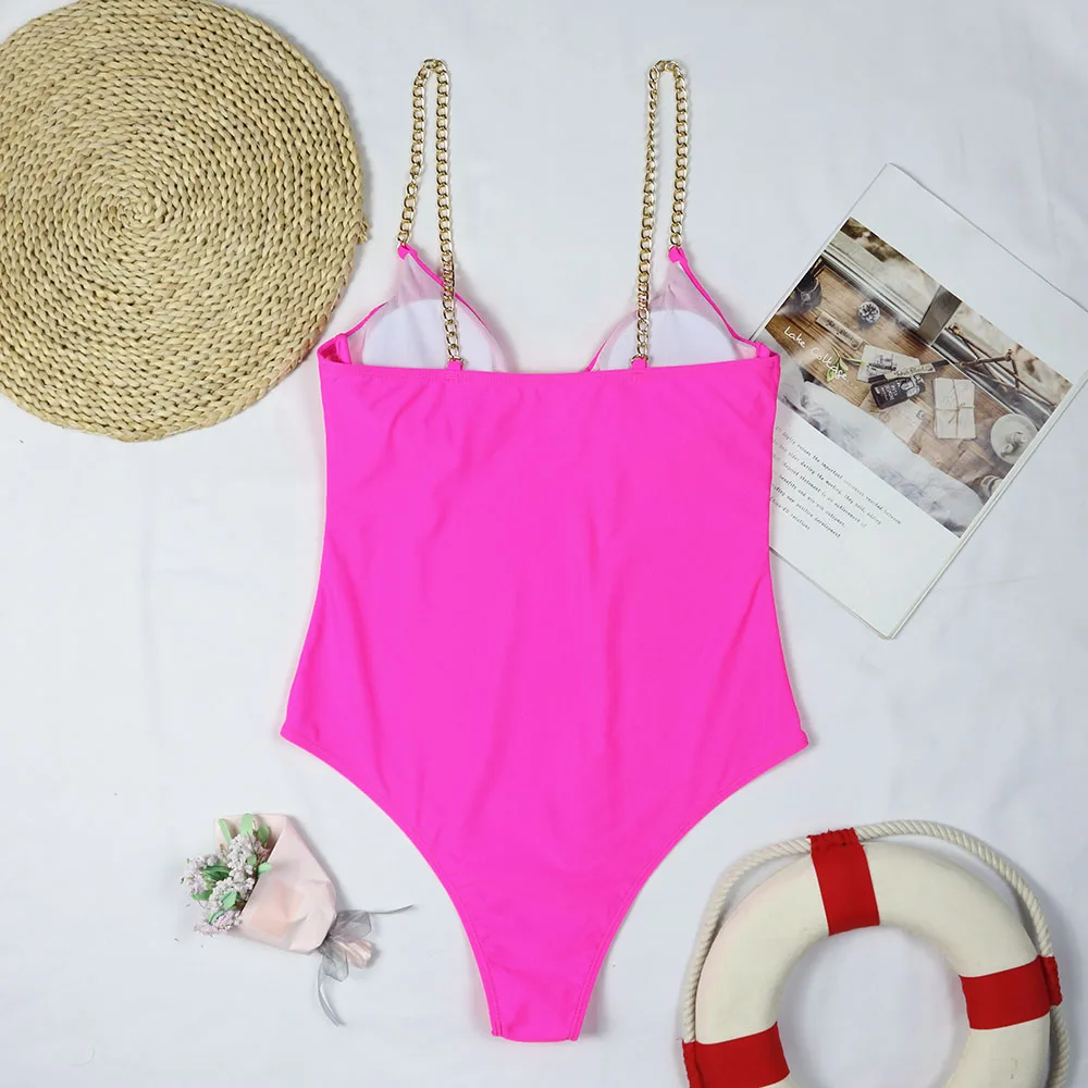ชุดว่ายน้ำวันพีซเซ็กซี่ 2025 แบบดันทรง สีพื้น สไตล์เรโทร คัทไฮ ชุดว่ายน้ำผู้หญิง ชุดชายหาด โมโนกินี ชุดว่ายน้ำผู้หญิง