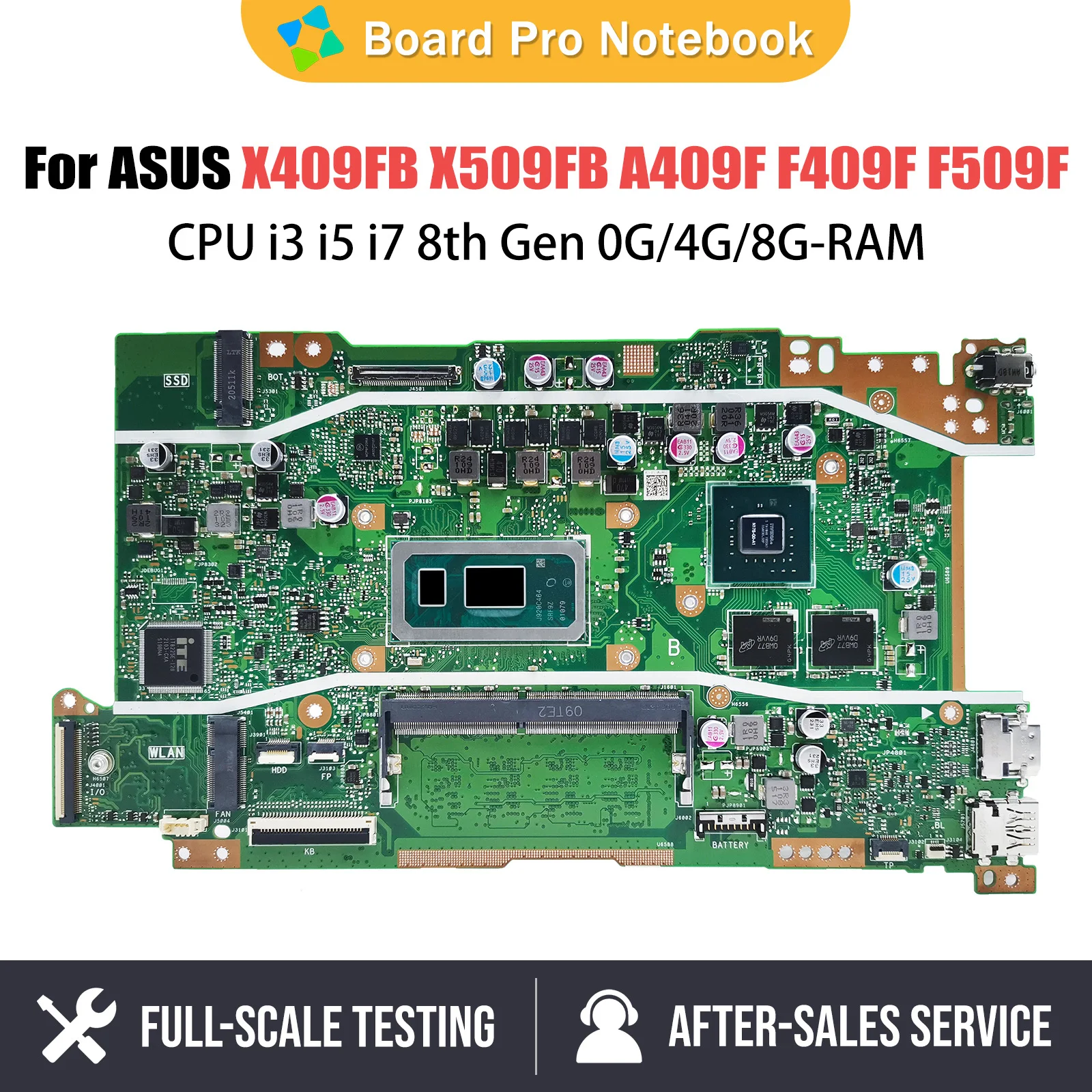 

X409F Notebook Mainboard For ASUS X409FB X509FB A409F F409F F509F A509F Laptop Motherboard CPU I3 I5 I7 8th Gen 0G 4G 8G RAM