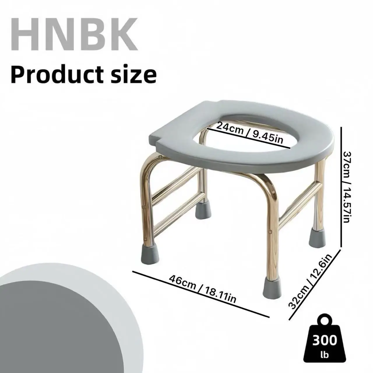 يمكن تحميل كرسي المرحاض الجديد المصنوع من الفولاذ المقاوم للصدأ على شكل حرف O بوزن 300 رطل، وسهل التنظيف، ومناسب للنساء المسنات والحوامل كقعد حمام