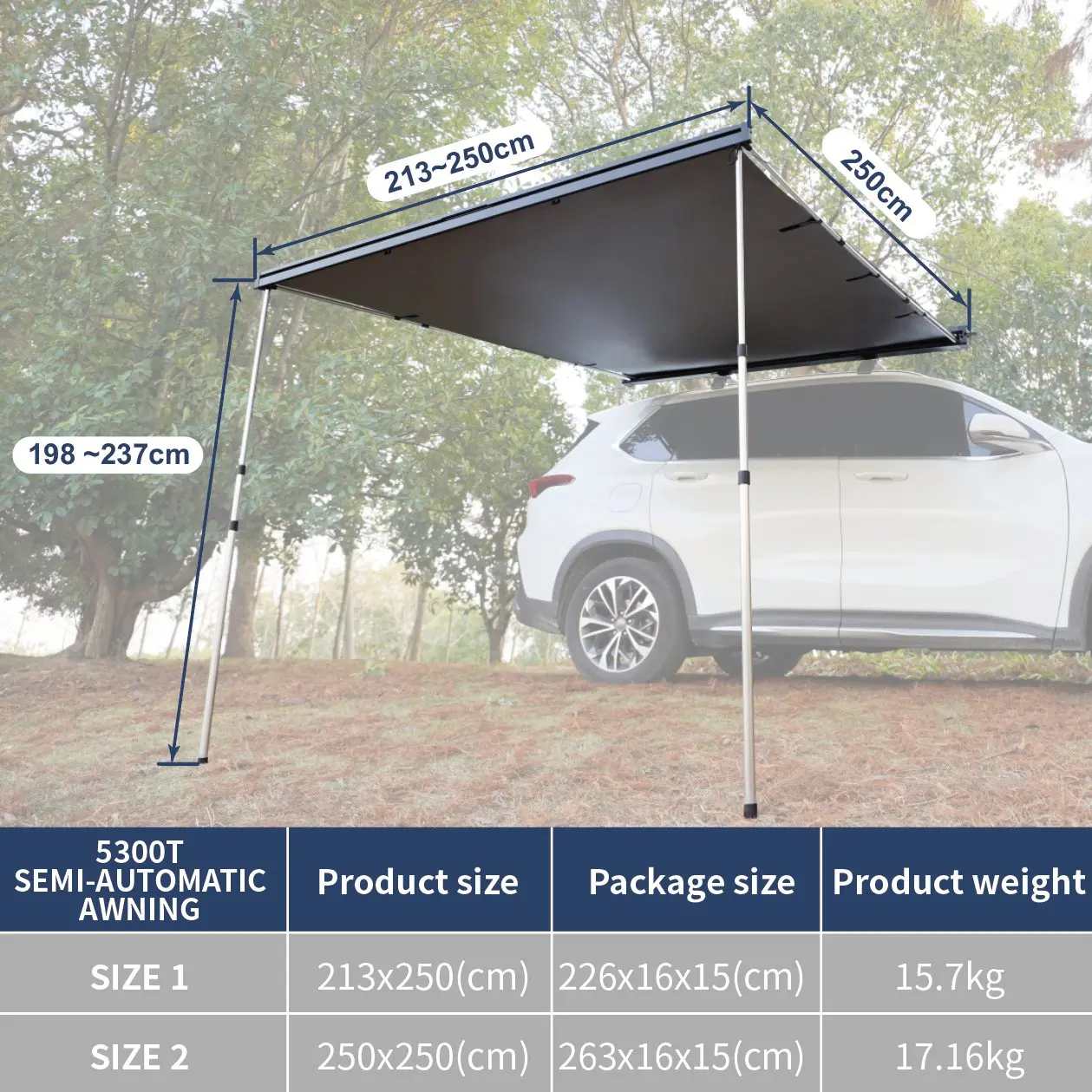 Aksesoris Mobil Camping Wareda 4X4 Tenda Awning Offroad untuk Mobil SUV Outdoor, Awning Samping Mobil 4Wd