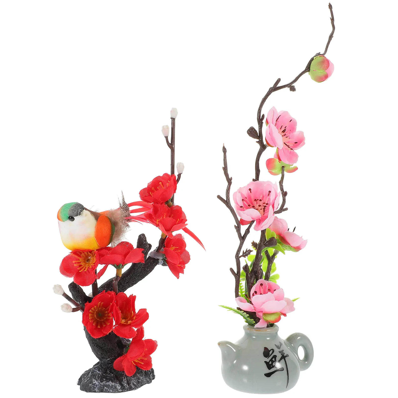 

2pcs Plum Blossom Decoration Sushi Plates Birthday Party Hibachi Decorations Artificial Flowers for Japanese Food Shops Sushi