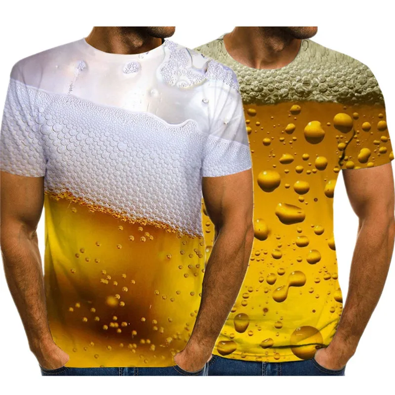 Beer 3D Printed T Shirt Men Funny Novelty T-shirt O-neck Short Sleeve Tops 2023 Summer Unisex Fashion Street Outfit Clothing