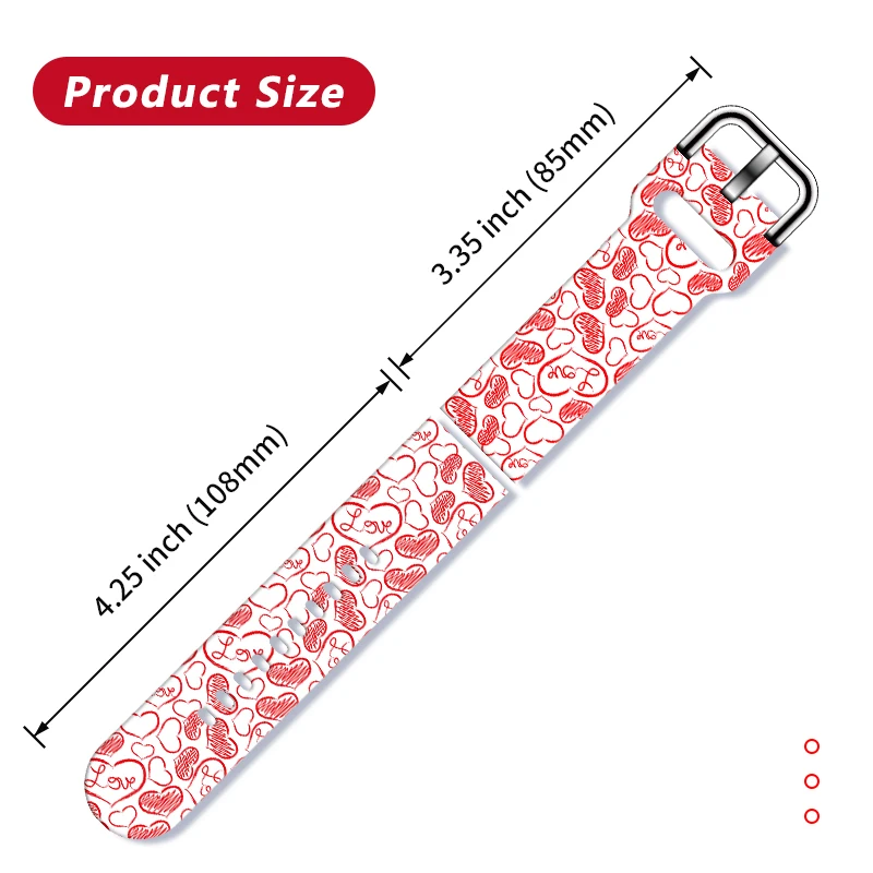 Cinturino rosso con stampa di San Valentino per Samsung Galaxy Watch 7/6/5/4, cinturino universale da 20mm 22mm adatto a 40mm 44mm Xiaomi Huawei Amazfit