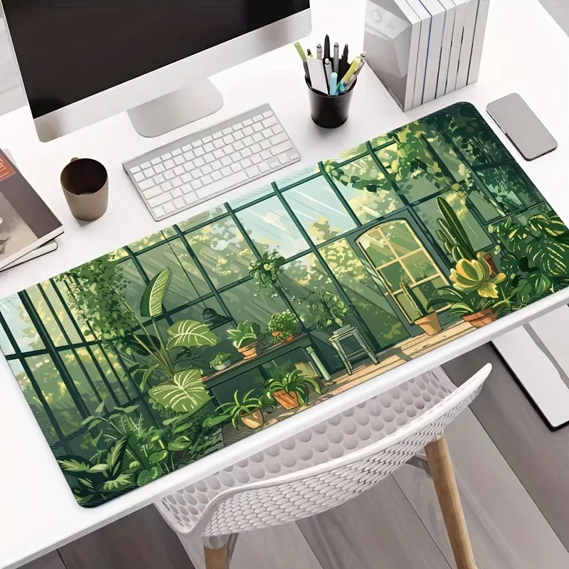 Greenhouse Garden large extended gaming mousepad, non-slip rubber base desk mat washable table mats e-sports player keyboard pad