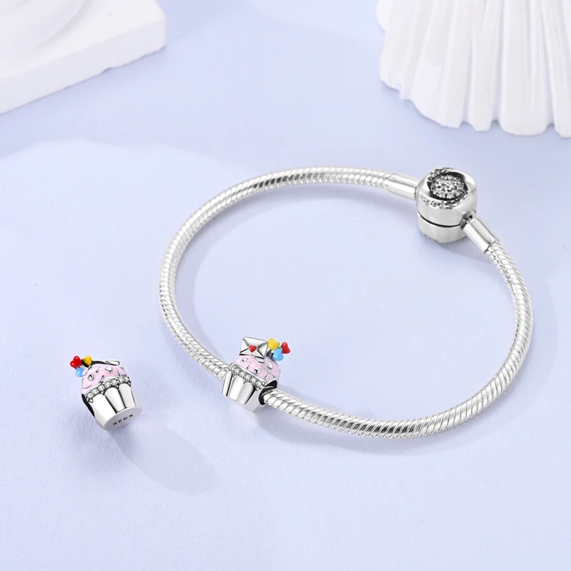 Hot 925 Sterling Silver Envelope Balloon Cupcake Charms Bead Fit Original Bracelet DIY Women Anniversary Jewelry Gift