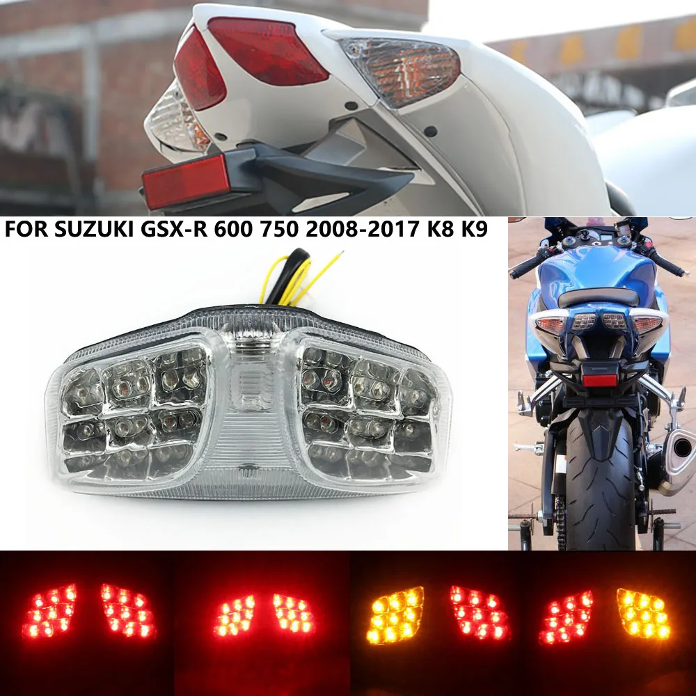 For Suzuki 2008 - 2021 GSXR600 GSX-R750 Rear LED Tail Light Turn Signal 2009 - 2016 GSXR1000 Taillight GSXR 600 750 1000