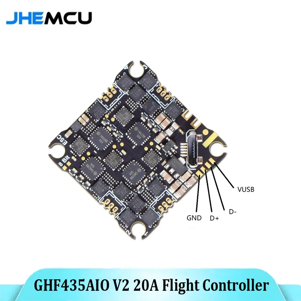 

JHEMCU GHF435AIO V2 20A Flight Controller 2-4S with OSD Baro Blackbox Built-in ELRS 2.4G Receiver for RC FPV Freestyle Drone