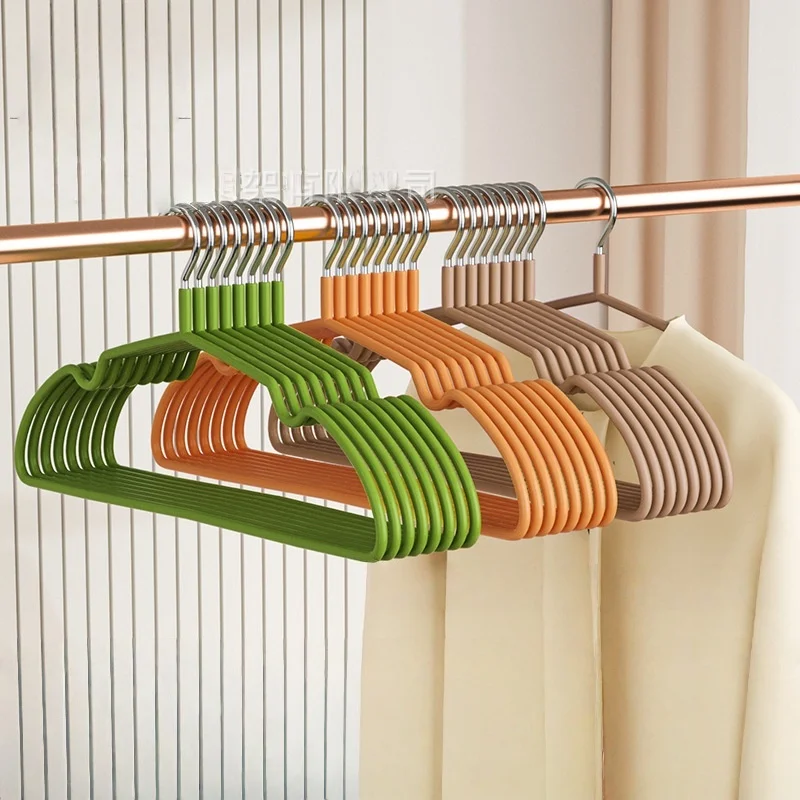 

10pcs/set New resin curved adult clothes hanger Non slip and traceless frosted drying rack, household sling hanging rack