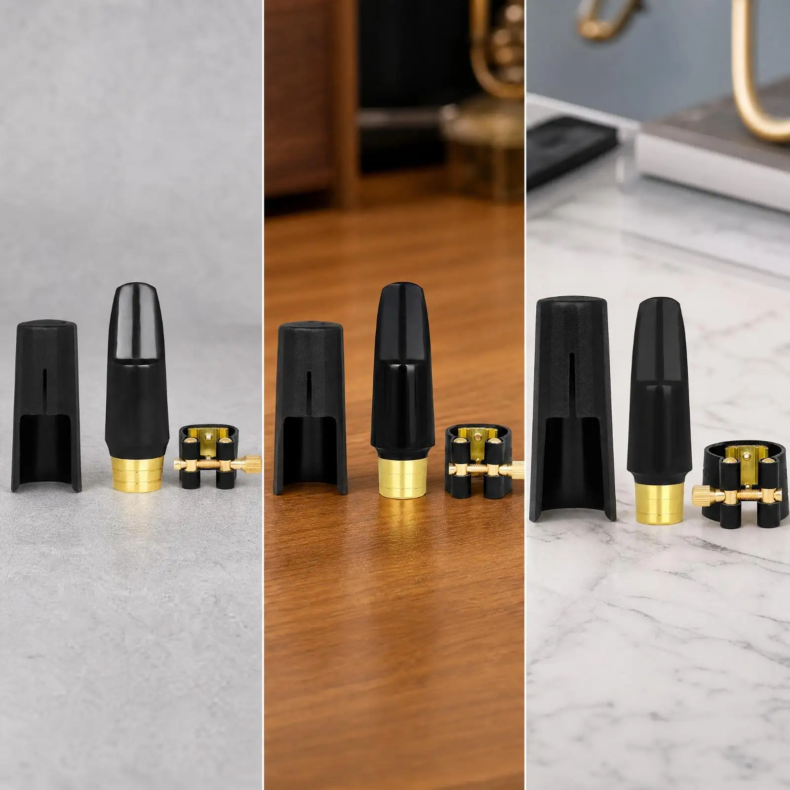 Alto Sax Mouthpiece ABS Resin Black with Metal Ligature Guard Cap for Beginner Training and Stage Performance