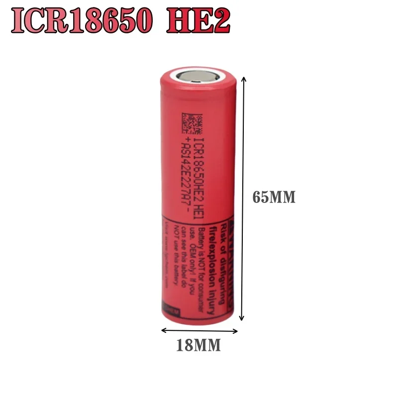 18650 HE2 بطارية قابلة للشحن 3.6 فولت 2500 مللي أمبير بطارية ICR18650-HE2 ، تستخدم لمختلف المنتجات الإلكترونية والألعاب مع شاحن USB