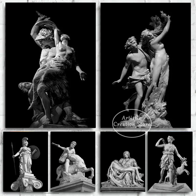 Ancient Greek Gods Sculptures Statue David Poster Art Canvas Painting Nordic HD Prints Wall Pictures for Living Room Home Decor