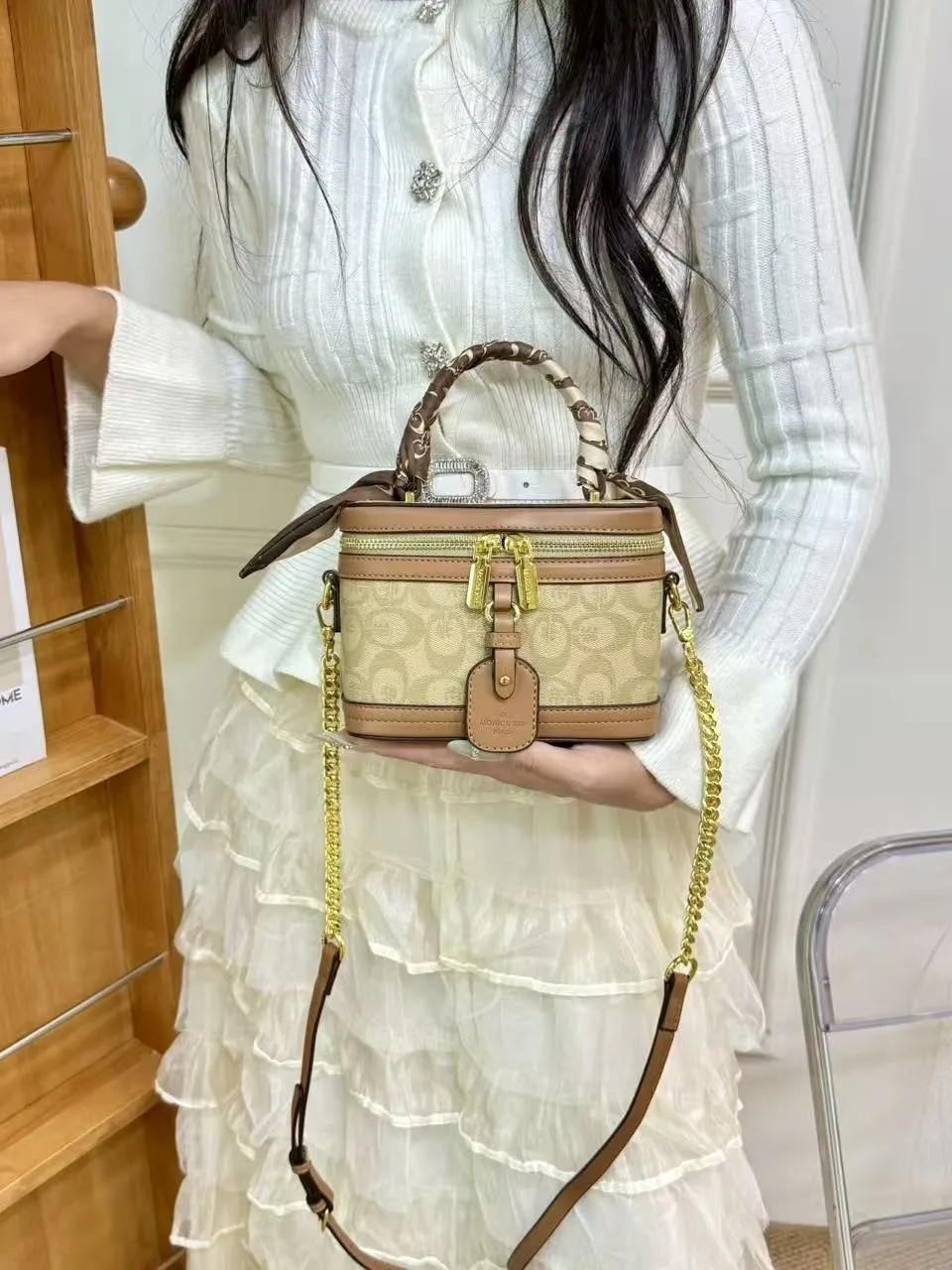 

2025 Classic Retro New Style Printed Color Block Handbag, Cosmetic Bag, Shoulder Bag, Crossbody Bag