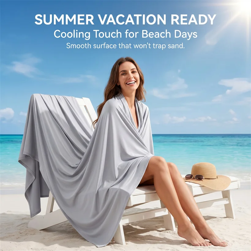 Cooling Blanket for Hot Sleepers Lightweight Breathable Summer Cold Throw Blanket Single Layer Ice Silk Blanket for Bed Sofa