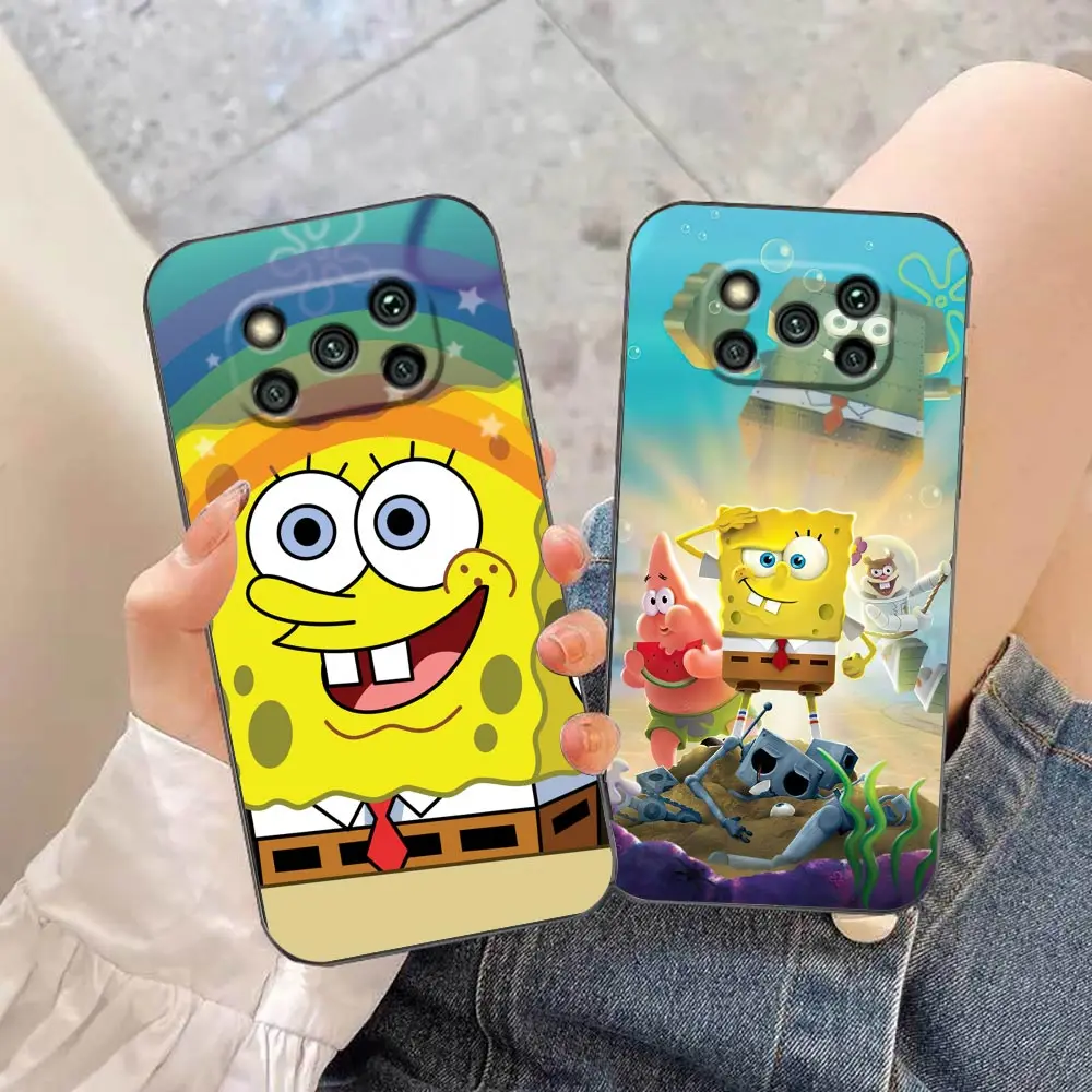 Happy S-SpongeBob S-SquarePants Phone Case For Xiaomi Poco X5 X4 X3 M5 M4 M3 F5 F4 F3 GT Pro NFC Black Shark 5 Mix 4 Case Funda