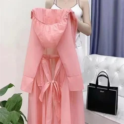 2026Spring Summer New Sunscreen Jacket Ladies Loose Hooded Windbreaker Western-Style Long Sun Protection Clothing Coat Women Top