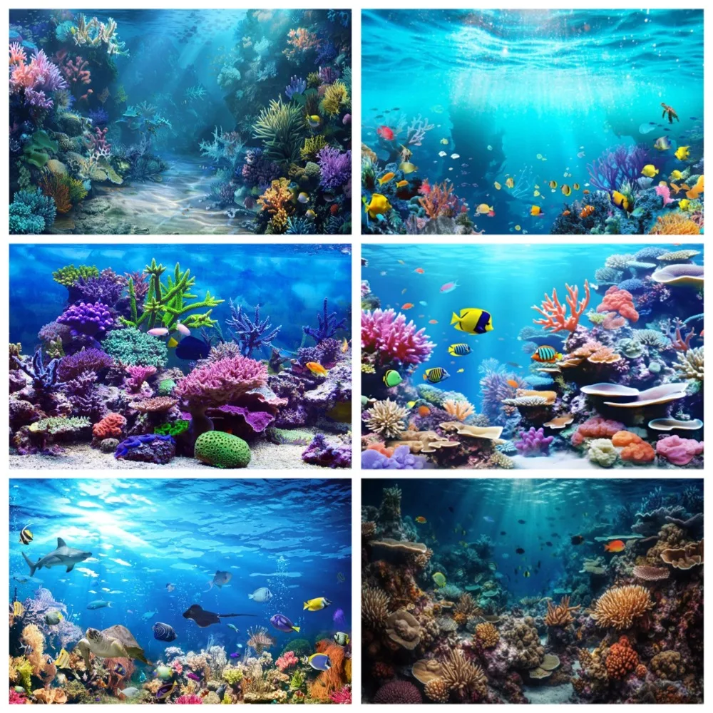 Onderwaterwereld zeewier thema banner fotografie achtergrond, kinderverjaardagsfeestje, huisdecoratie fotografie achtergrond