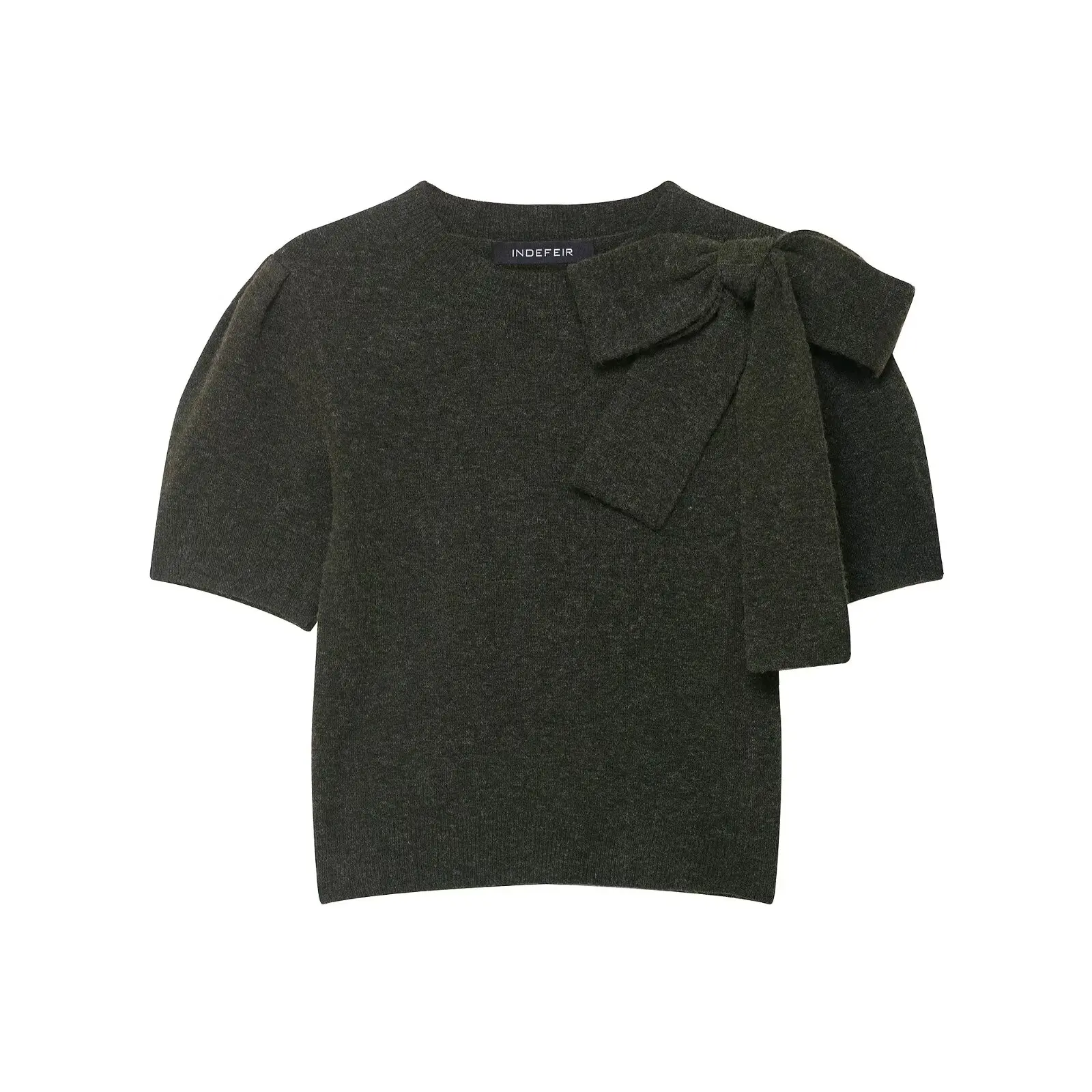 

Новый женский свитер с короткими рукавами и трехмерным бантом, высококачественная шерстяная ниша, легкая роскошная сладкая и коо