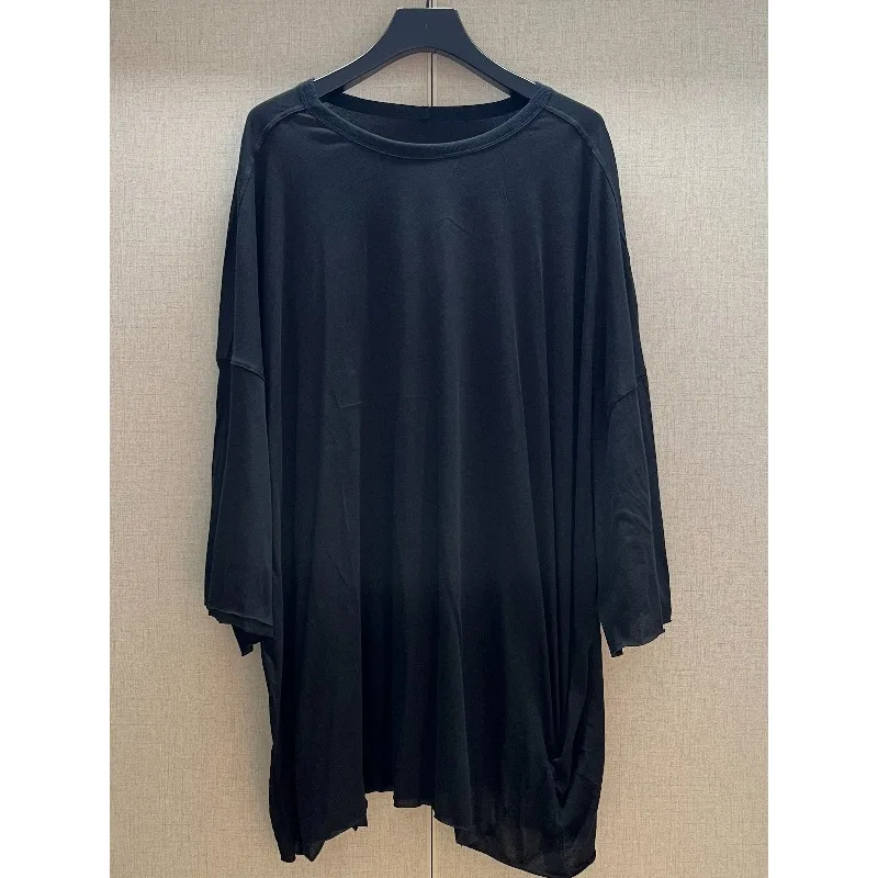 2026SS High Street Dark Vibe Hip Hop Loose Solid Color Casual T Shirt Male Breatable T-shirts Men's Clothing