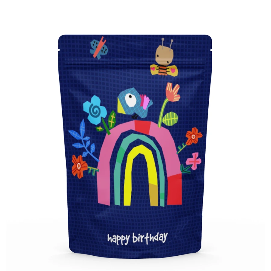 50Pcs/Lot Resealable Mylar Bags Ziplock Stand Up Packaging Pouch Custom Printed With LOGO Holiday Gifts Bag