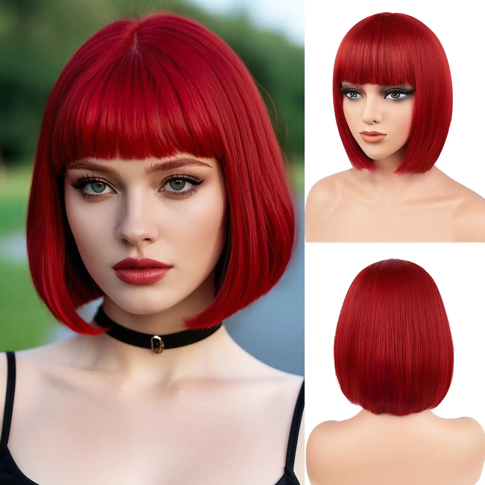 Green Bob Hairstyle Synthetic Wig for Cosplay & Parties
