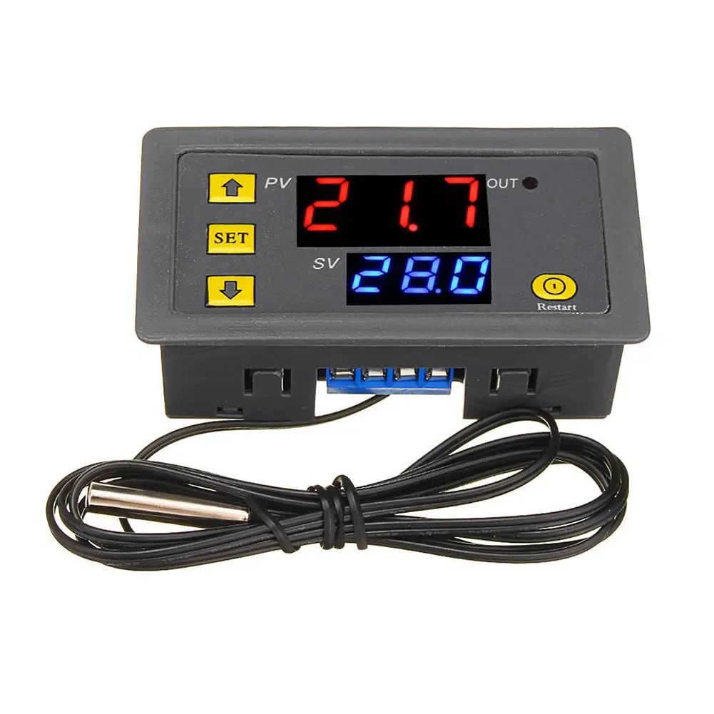 W3230 DC 12V 24V 110V-220V AC Digital Temperature Controller Sensor LED Display Thermostat With Heating Cooling Control Sensor