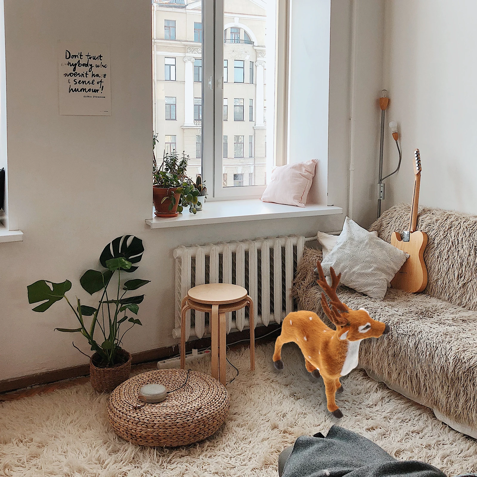 

3Pcs Imitation Deer Adornment Wild Animal Models Fine Workmanship Delicate Details Good Visual Effect Simulation Animal Models