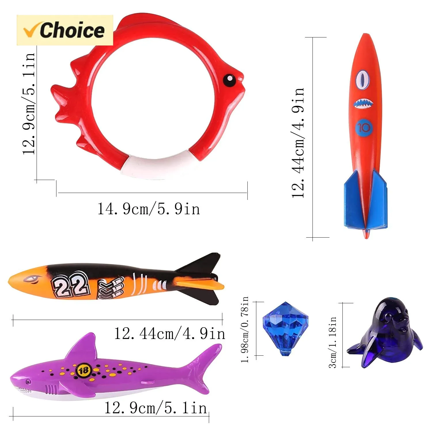 

2025 Summer Pool Diving Toys For Kids, 20 Pack Fun Swimming Pool Games Sinking Toy Set, Underwater Diving Gifts With Storage Bag