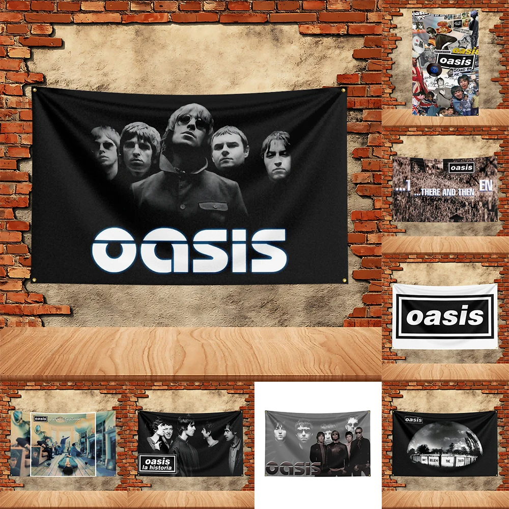 90 x 150 Fuß Oasis Band Party-Flagge, Polyester, bedruckte Flagge, Banner, Wandteppich für Garten, Garage, Dekoration, Konzertflagge