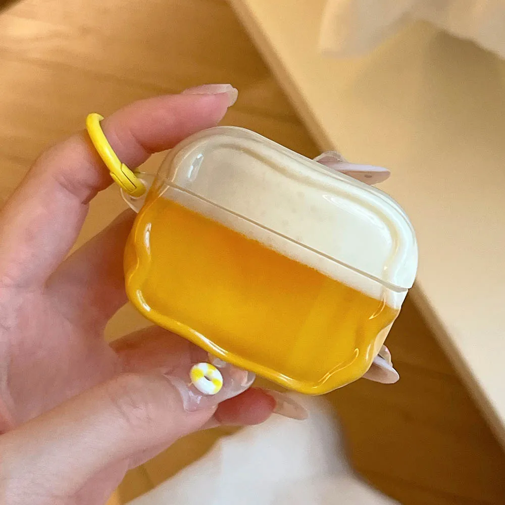 ثلاثية الأبعاد البيرة قلادة سماعة الحال بالنسبة AirPods3 AirPods4 غطاء ل AirPods Pro 1 2 Pro2 الجيل حالات سماعة لاسلكية صندوق قذيفة