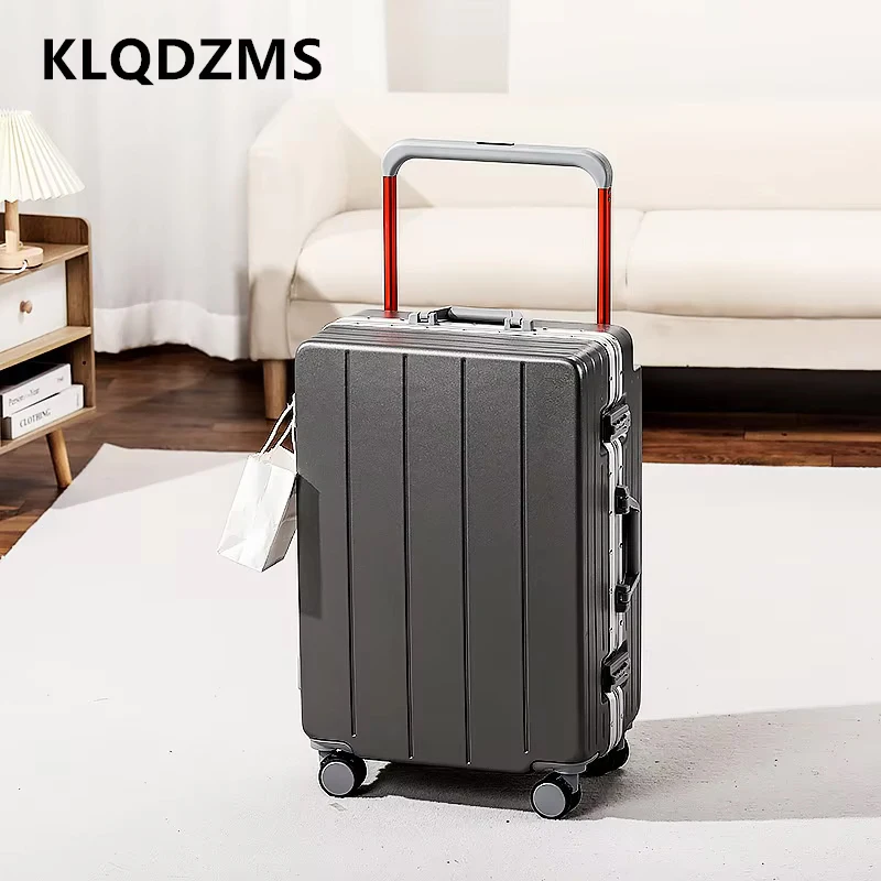 

KLQDZMS 20"22"24"26"28Inch Men's Luggage Aluminum Frame Boarding Box Large Capacity Multi-function Trolley Case PC Suitcase