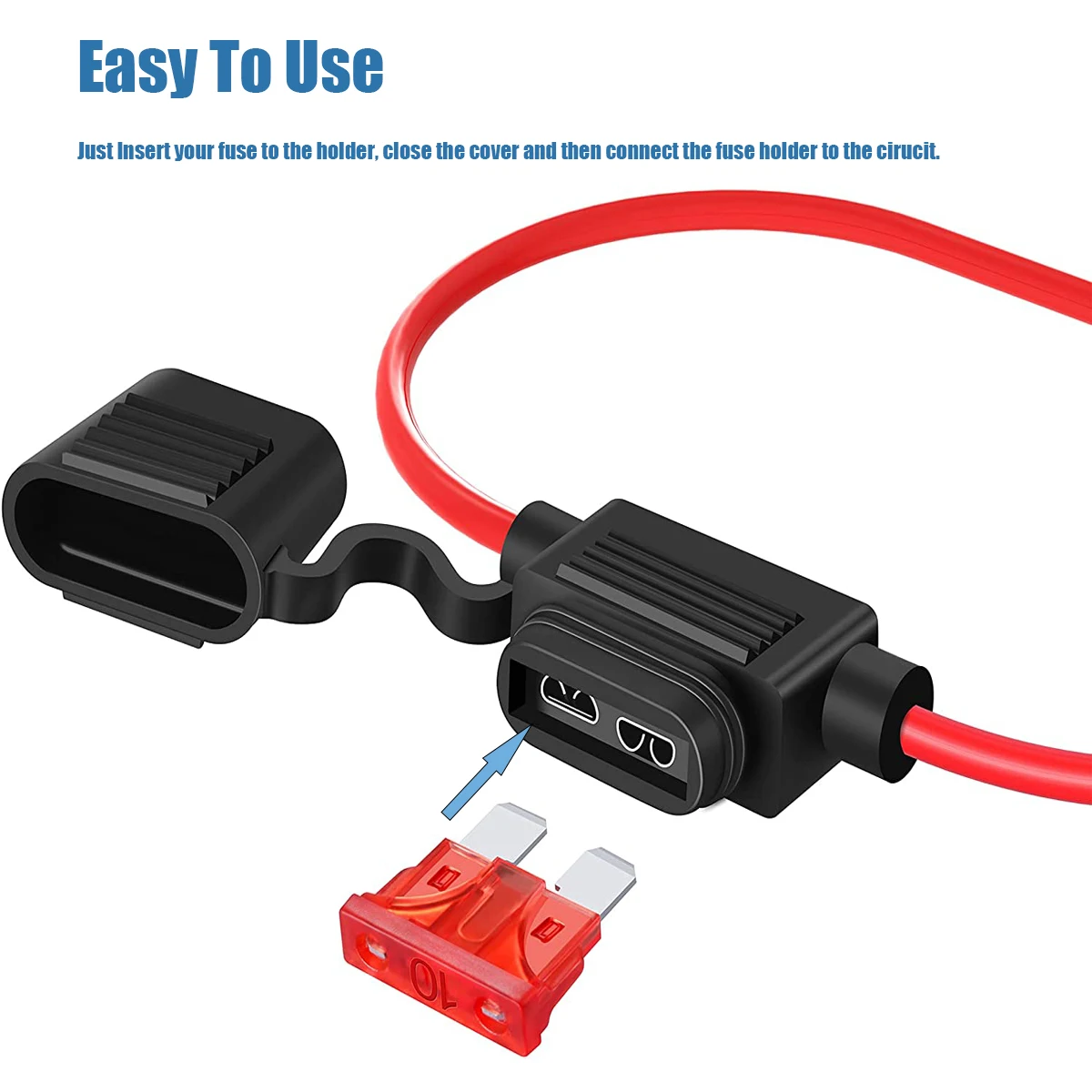 5 Pcs 16/18 AWG Fuse Holder ATC/ATO in-Line Automotive Blade Fuse Holder 60Pcs Mini Car Fuses 5A-30A and 1m 2 Pins Electric Wire