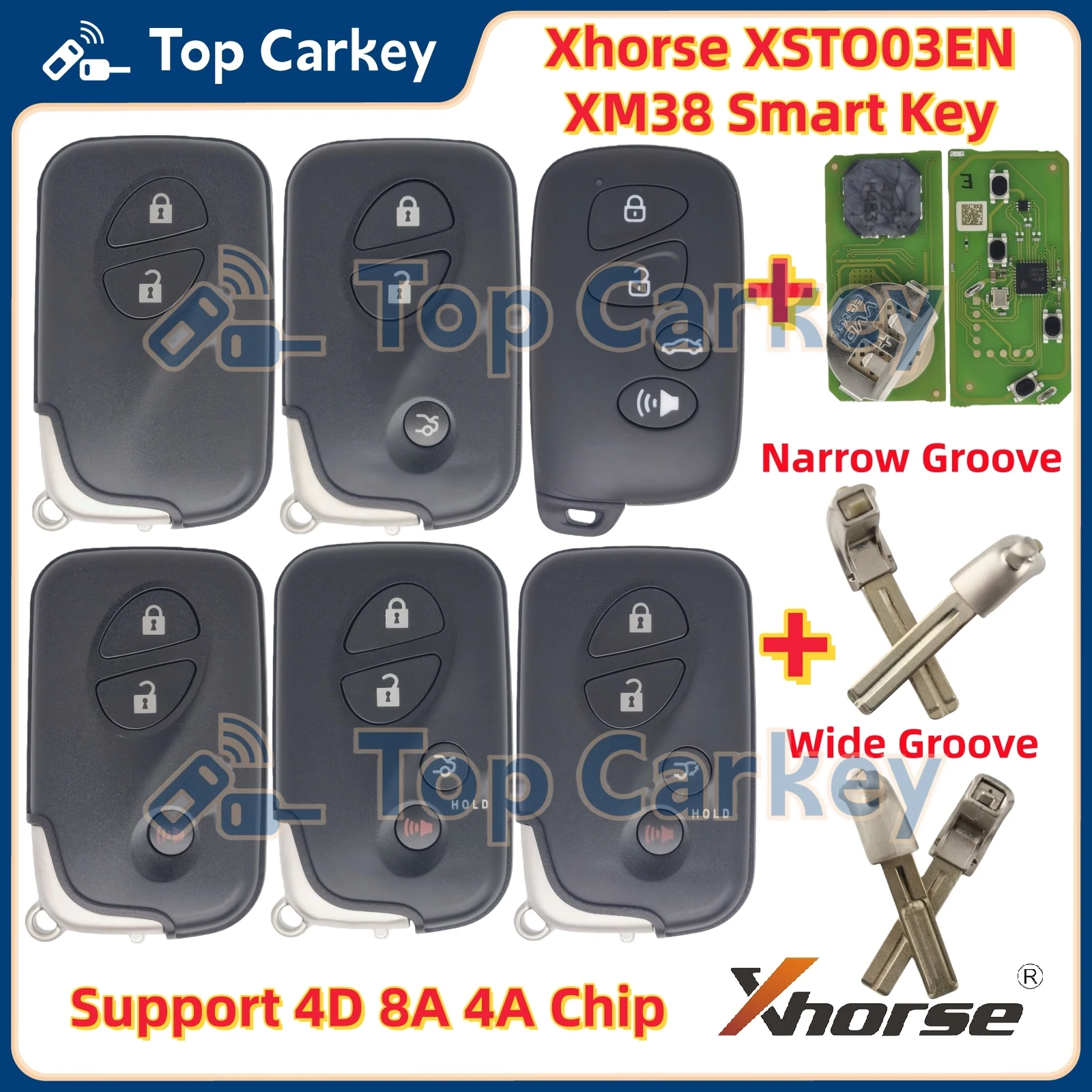 Xhorse XSTO03EN VVDI XM38 Smart Key Support 4D 8A 4A Chip with Key Shell for Toyota Lexus GS IS ES RZ CX CT NX RX GX RC LC LS LX
