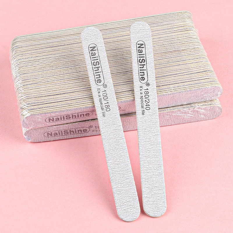 5/10/20Pcs Professional Straight Nail File Wooden Sandpaper Double Sided 100/180/240 Grit Emery Board Manicure Nail Buffing Tool