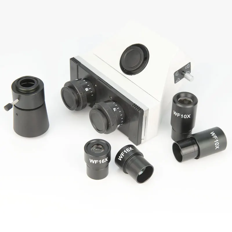 Metal Biological Microscope Binocular Trinocular Head 10X 16X Eyepiece CCD Camera Adapter