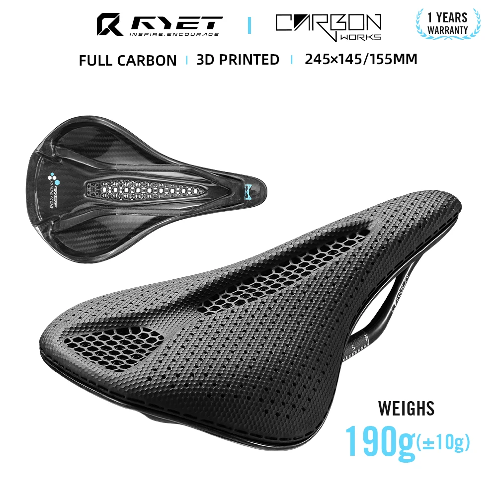 

2025 RYET 3D Printed 145mm Carbon Bike Saddle 7x9 Bike Seating For Men Women Triathlon Road MTB Mountain Gravel Cycling Parts