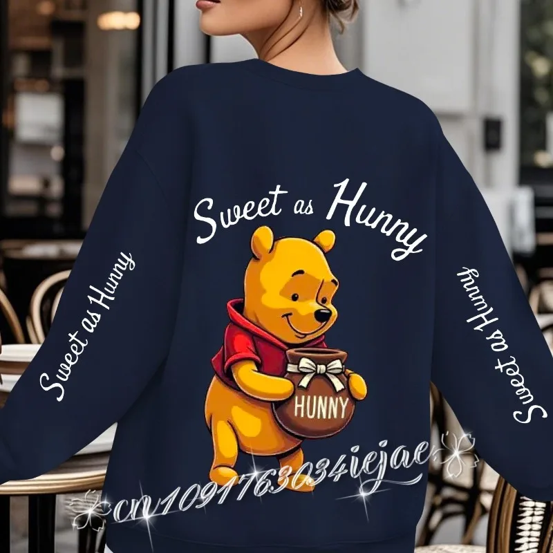 بلوفر ديزني ويني ذا بوه لعيد الميلاد بأكمام طويلة موضة كبيرة الحجم للجنسين برقبة دائرية للخريف والشتاء من الصوف كاجوال #3