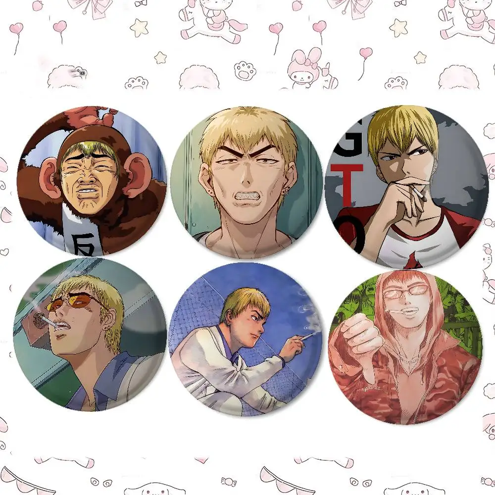 Anime G-Great Teacher Onizuka Badges Peripheral Lapel Pins Tinplate Round Brooch For Shoulder Bag Accessories Souvenir Gifts
