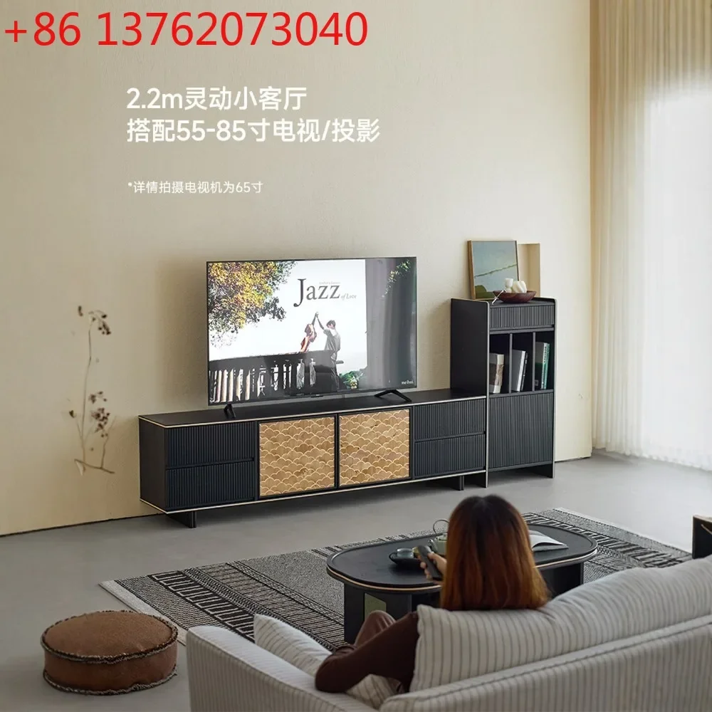 

Medieval solid wood fish scale pattern TV cabinet storage