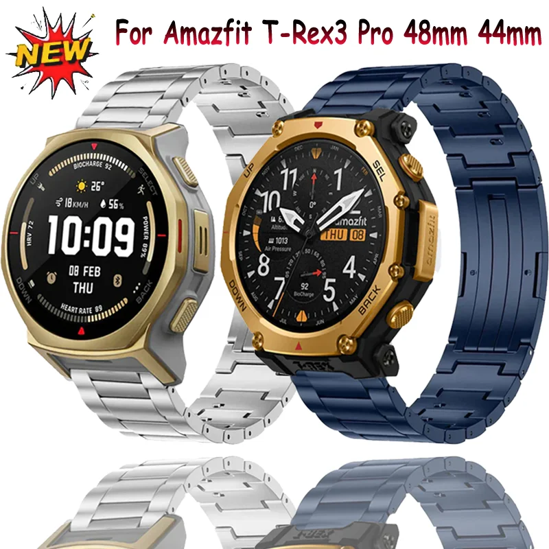 

Ремешок из титанового сплава 20 мм 22 мм для Amazfit T-Rex3 Pro 48 мм 44 мм/Balance 2/Bip 6/Helio, прочный браслет для Huawei Watch GT6/5/4 46 мм