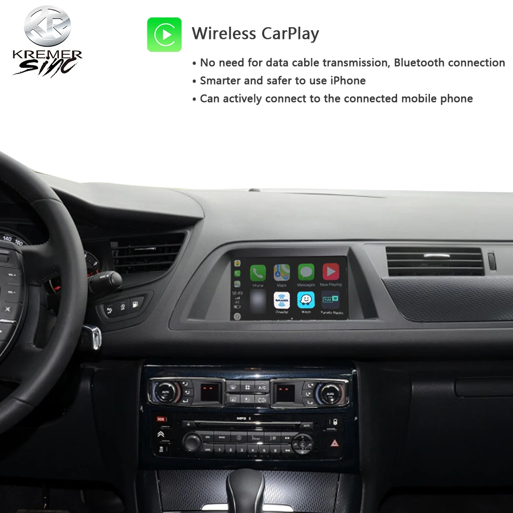 Wireless CarPlay AndroidAuto Retrofit Box for Citroen kSmart auto Wireless CarPlay for Citroen C5 14-16 model
