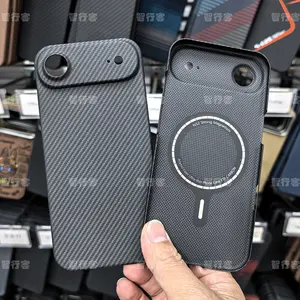 Bilashmart ZXKE True Fiber Case Apple iPhone Air Cover Embedded Iron Sheet Magnetic Car Support Magsafe Aramid Fiber Shell