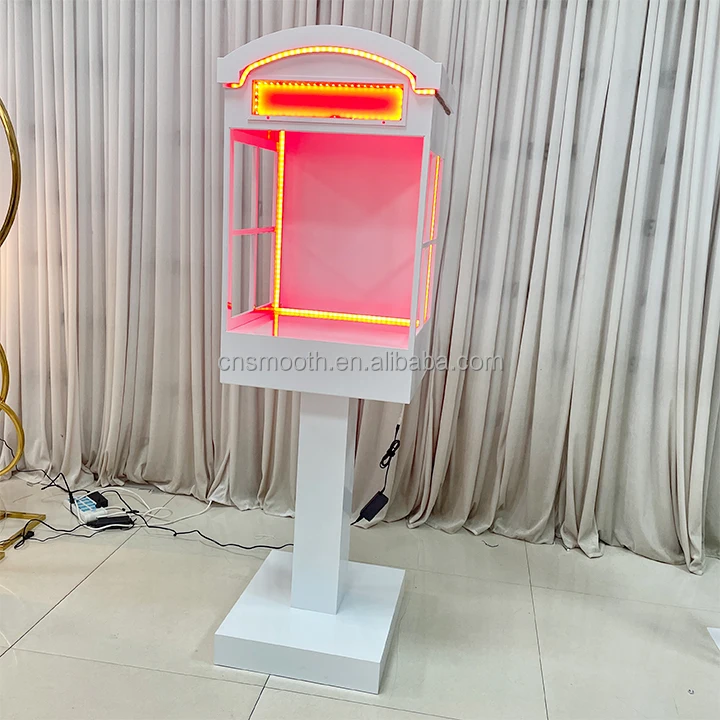 SMOOTH Hot Sale Wedding Audio Guest Book Event Party Decoration White Metal Telephone Booth with Light
