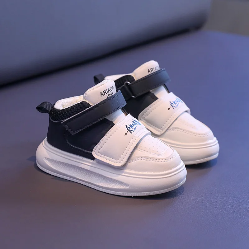 Autumn Children High-top Sneakers Boys Anti-slip Anti-kick Basketball Shoes Girls Fashion Hook Design Sneakers Baby Soft Shoes