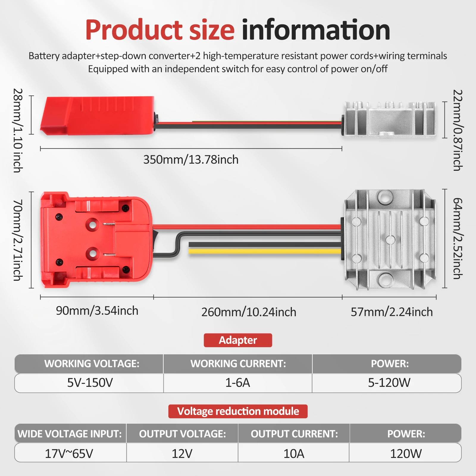 

18V to 12V Step Down Converter for Milwaukee M18 Power Wheel Battery Adapter DC 12V 20A 240W Inverter Automatic Buck Converter