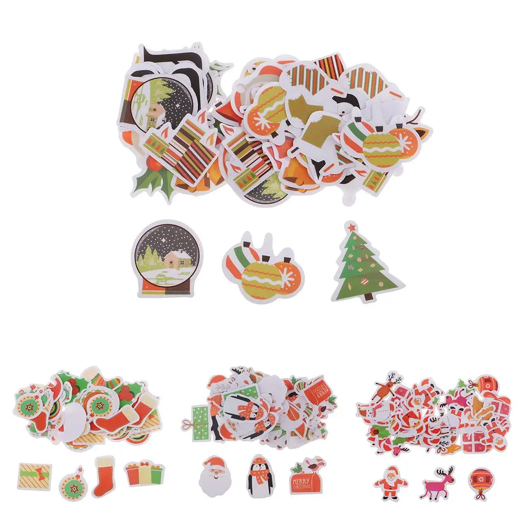 50 Pieces Mix Pattern Waterproof Sticker Holiday Christmas Stickers