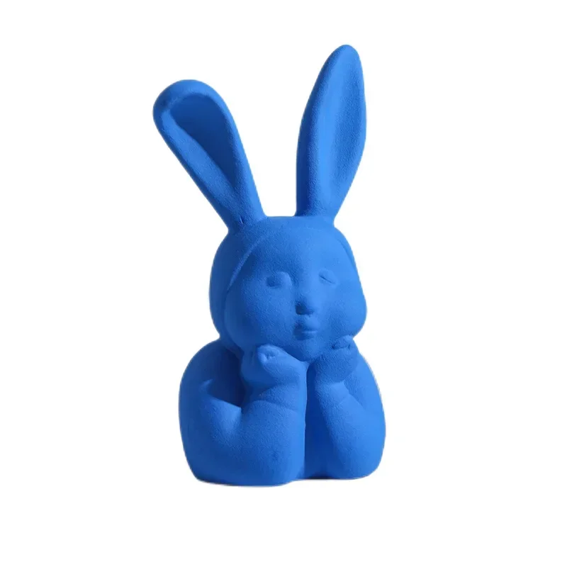 Simple Art Ceramic Cartoon Rabbit Ornament Children's Room Ornament Dining Table Crafts