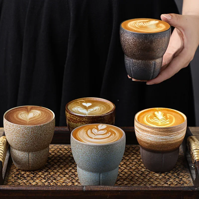Japanese Coarse Pottery Espresso Cup Retro Ceramic Kung Fu Tea Owner Sample Office Household Water